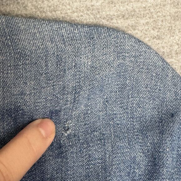 Vintage Denim Chore Jacket Shacket Women LARGE Blue Jean Barn Workwear Destroyed - Picture 11 of 11